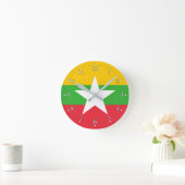 Horloge Ronde Drapeau du Myanmar (Maison)