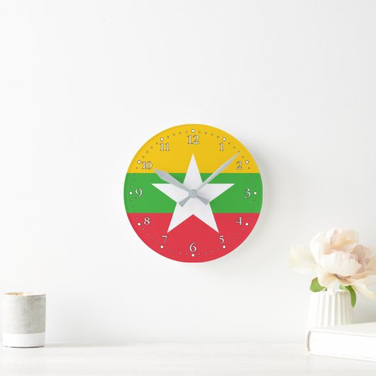 Horloge Ronde Drapeau du Myanmar (Maison)