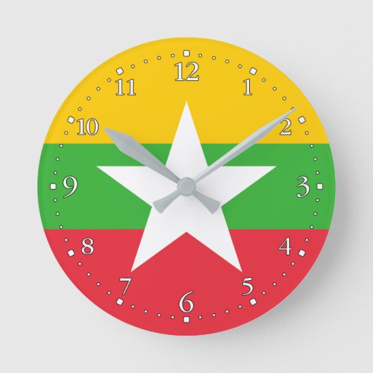 Horloge Ronde Drapeau du Myanmar (Recto)