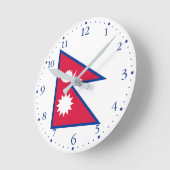 Horloge Ronde Drapeau du Népal (Angle)