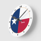 Horloge Ronde Drapeau du Texas et mode / design Texas USA (Angle)
