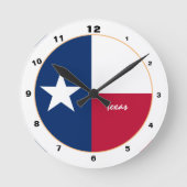 Horloge Ronde Drapeau du Texas et mode / design Texas USA (Recto)
