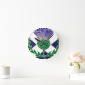 Horloge Ronde Drapeau écossais et chardon (Maison)