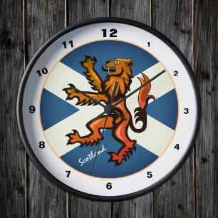 Horloge Ronde Drapeau écossais vintage, Rampant, Design écossais