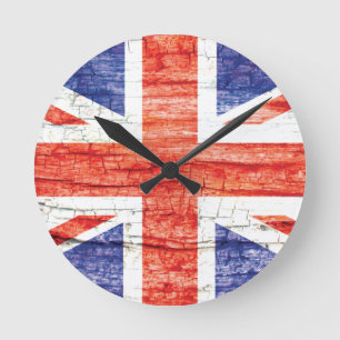 Horloge Ronde Drapeau en bois vintage d'Union Jack les Anglais