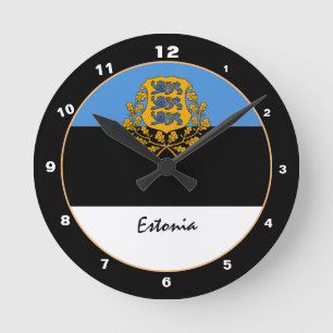 Horloge Ronde Drapeau estonien patriotique, Estonie Accueil / De