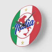 Horloge Ronde Drapeau et carte Italia (Angle)