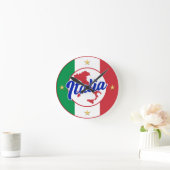 Horloge Ronde Drapeau et carte Italia (Maison)