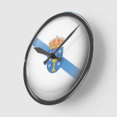 Horloge Ronde Drapeau et escudo de la Galice (Angle)