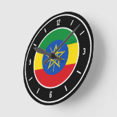 Horloge Ronde Drapeau éthiopien élégant (Angle)