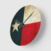 Horloge Ronde Drapeau étoile Lone du Texas Grunge Rustic Patriot (Angle)