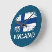 Horloge Ronde Drapeau Finlande (Angle)