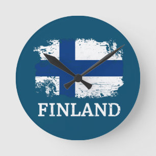 Horloge Ronde Drapeau Finlande