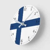 Horloge Ronde Drapeau Finlande (Angle)