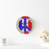 Horloge Ronde drapeau français (Maison)