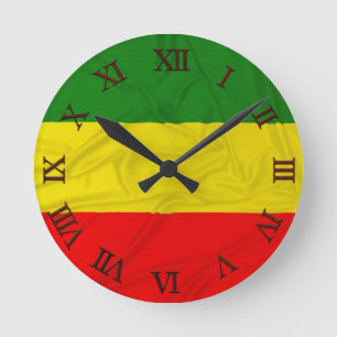 Horloge Ronde Drapeau froissé de Rastafarian