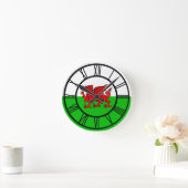 Horloge Ronde Drapeau gallois du Dragon rouge (Maison)