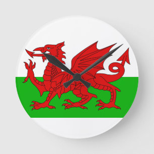Horloge Ronde Drapeau Gallois / Pays de Galles - Cymru haute qua