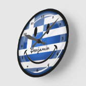 Horloge Ronde Drapeau grec souriant (Angle)