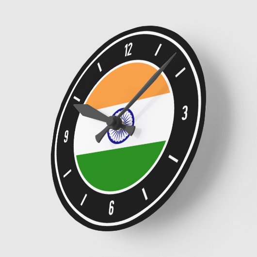 Horloge Ronde Drapeau indien élégant (Angle)
