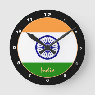 Horloge Ronde Drapeau indien patriotique, Inde tendance Maison /