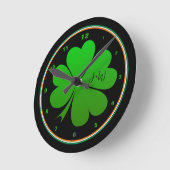 Horloge Ronde Drapeau irlandais, Shamrock, Irlande Accueil, St P (Angle)