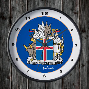 Horloge Ronde Drapeau islandais, Islande tendance Accueil / desi