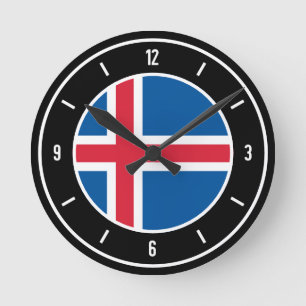 Horloge Ronde Drapeau Islande élégant