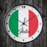 Horloge Ronde Drapeau italien moderne & Italie tendance Maison /<br><div class="desc">Horloge murale : Patriotique Italie & Drapeau italien design tendance Maison - amour mon pays,  voyage,  vacances,  patriotes / fans de sports</div>