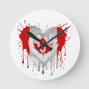 Horloge Ronde Drapeau J'aime Canada