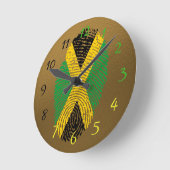 Horloge Ronde Drapeau jamaïcain d'empreinte digitale de contact (Angle)