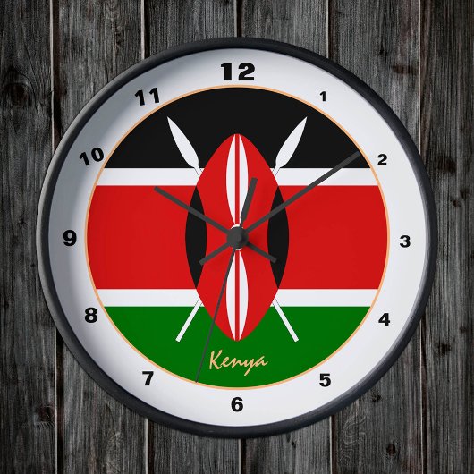 Horloge Ronde Drapeau kenyan moderne, Kenya Accueil / design