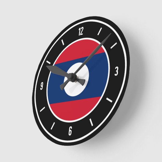 Horloge Ronde Drapeau Laos élégant (Angle)