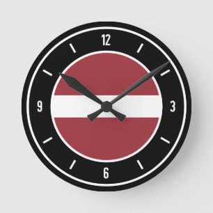 Horloge Ronde Drapeau Lettonie élégant