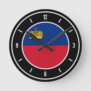 Horloge Ronde Drapeau Liechtenstein élégant