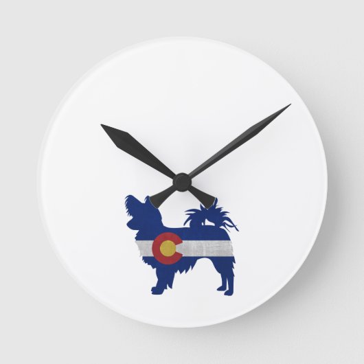 Horloge Ronde Drapeau long Haia Chihuahua Colorado Silhouette (Recto)
