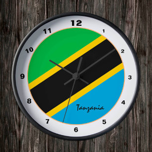 Horloge Ronde Drapeau moderne de Tanzanie, Tanzanie Accueil / co