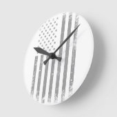 Horloge Ronde Drapeau moderne stylisé noir USA, Abstrait (Angle)