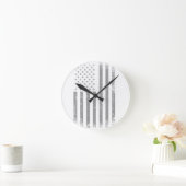 Horloge Ronde Drapeau moderne stylisé noir USA, Abstrait (Maison)