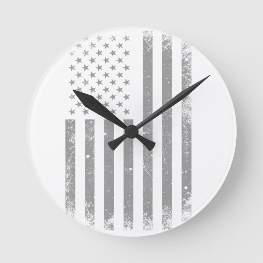 Horloge Ronde Drapeau moderne stylisé noir USA, Abstrait (Recto)