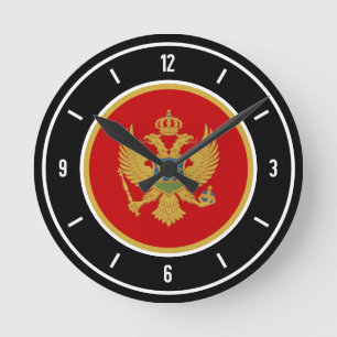 Horloge Ronde Drapeau monténégrin élégant