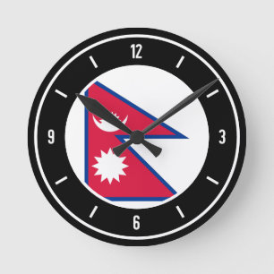 Horloge Ronde Drapeau Népal élégant