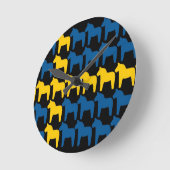 Horloge Ronde Drapeau noir de la Suède Dala (Angle)