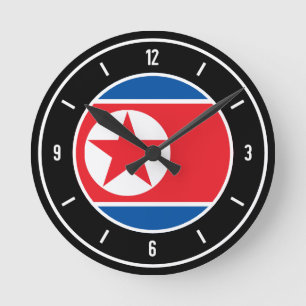 Horloge Ronde Drapeau nord-coréen élégant