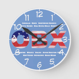 Horloge Ronde Drapeau OBX Texte Et Villes Numérotés