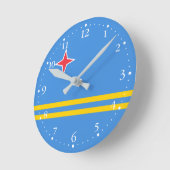 Horloge Ronde Drapeau Patriotique Aruba (Angle)