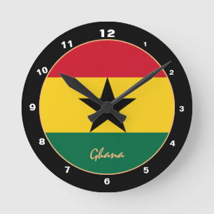 Horloge Ronde Drapeau patriotique ghanéen, Ghana tendance Accuei