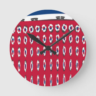 Horloge Ronde Drapeau PolkaDot de Corée du Sud