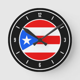 Horloge Ronde Drapeau Porto Rico élégant