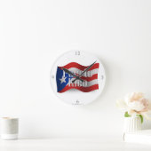 Horloge Ronde Drapeau Porto Rico Waving (Maison)